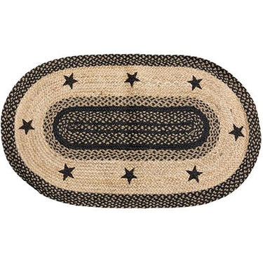 Braided Black Star Jute Braided Rug, 27